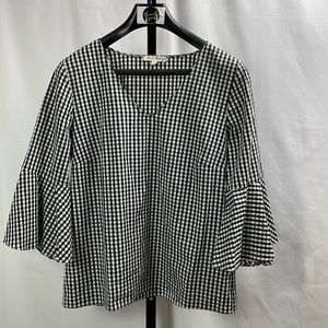 Jane and Delancey Black and White Gingham Blouse